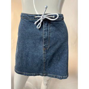 Tommy Hilfiger Stretch Denim Rope Tie Mini Skirt 6 Blue Cotton Blend